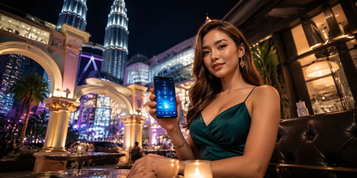 Paparan odds perlawanan sukan pada telefon pintar di Kuala Lumpur dengan suasana neon malam
