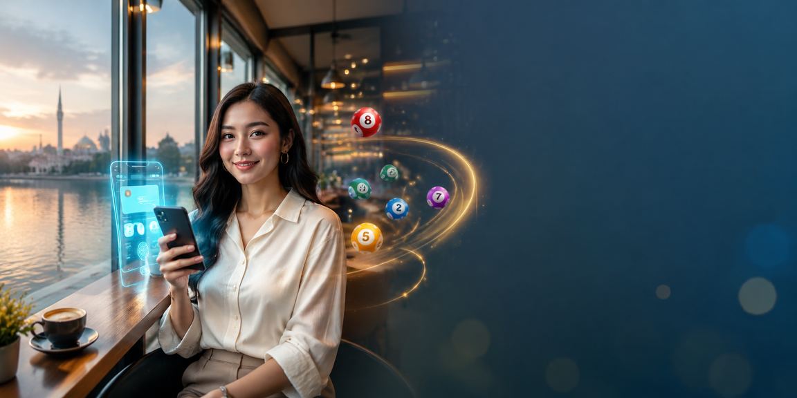 Suasana permainan loteri dan roulette bergaya Malaysia di Putrajaya dengan lampu neon